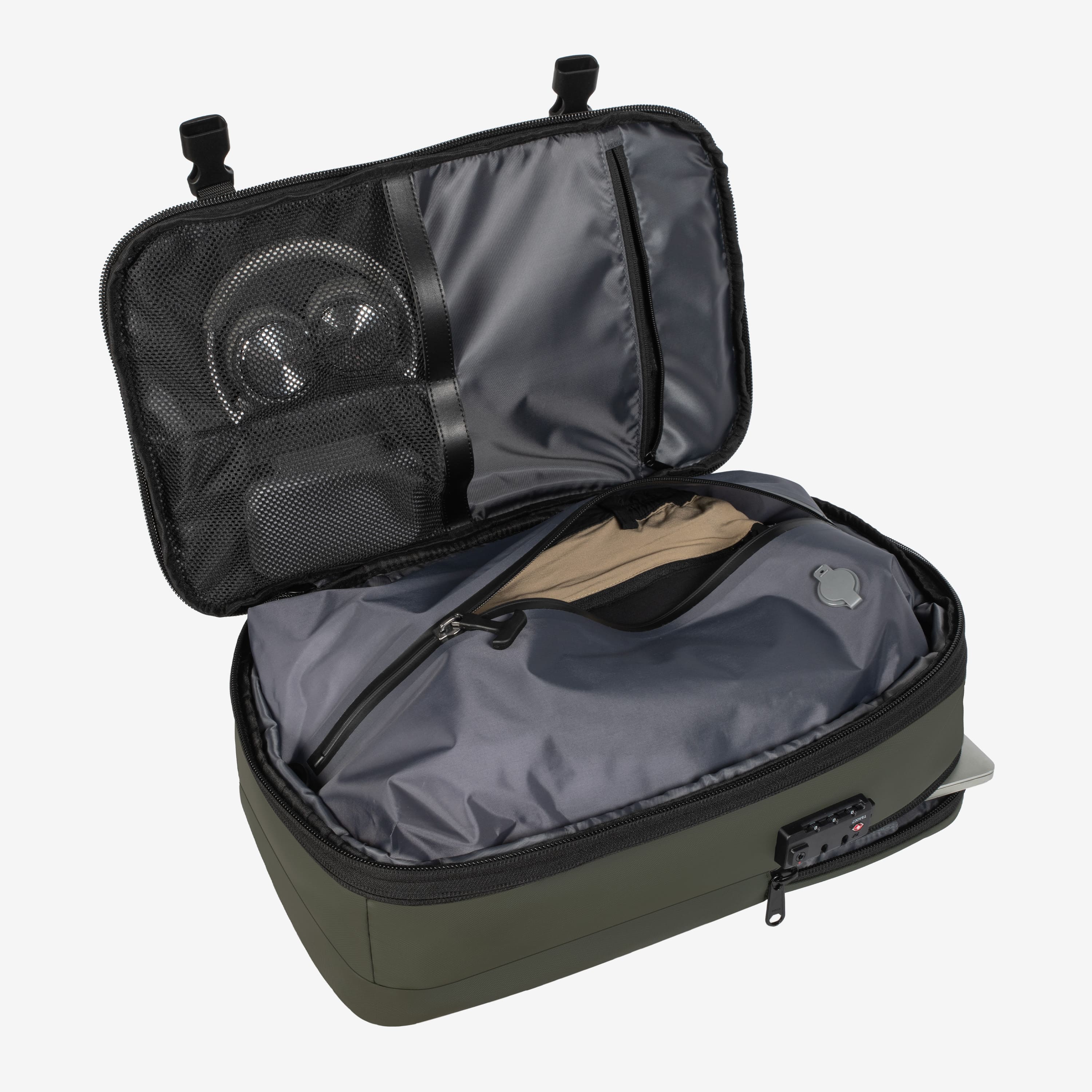 Sac à dos cabine extensible 36→55L – Compression sous vide intégrée