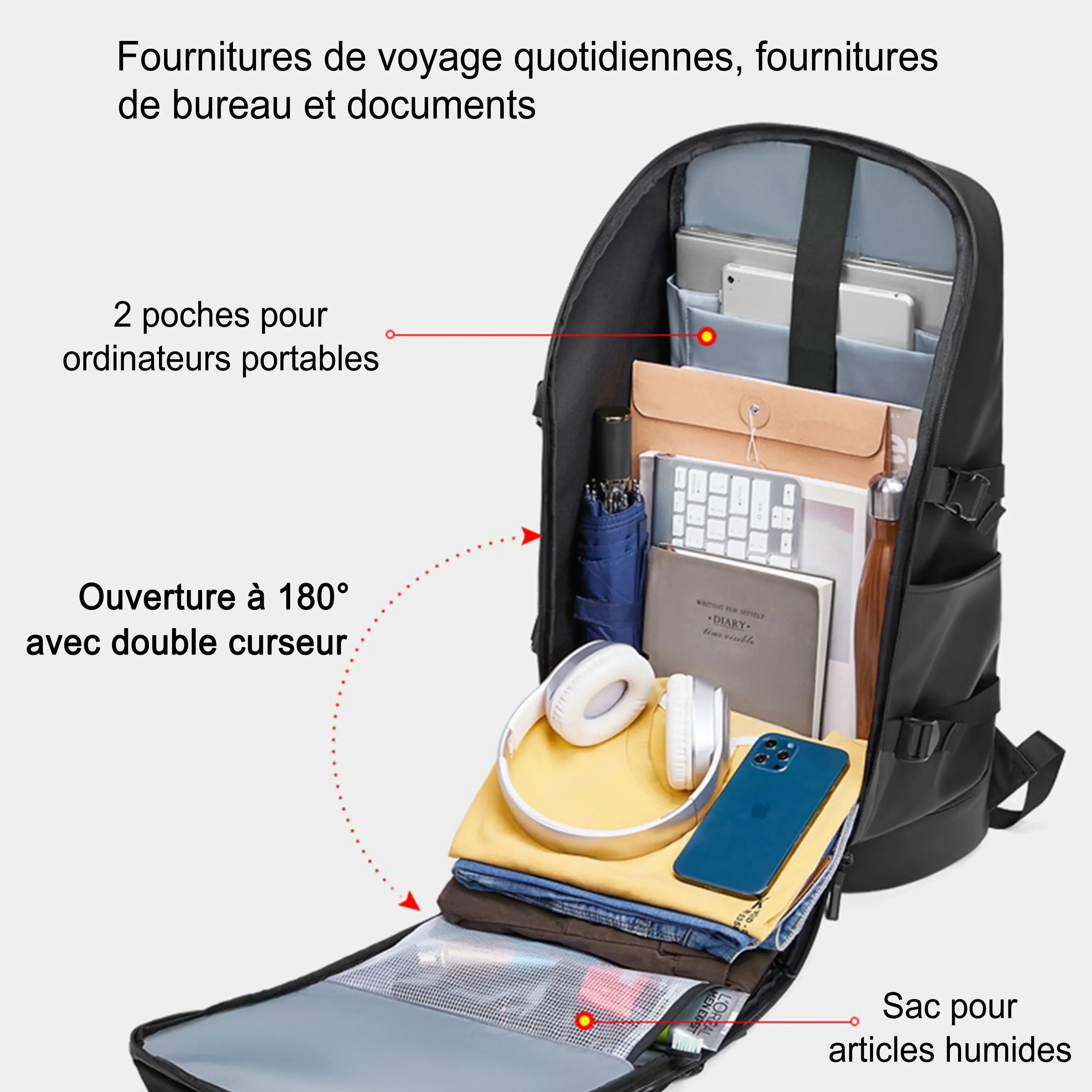 Sac à dos cabine pratique - USB