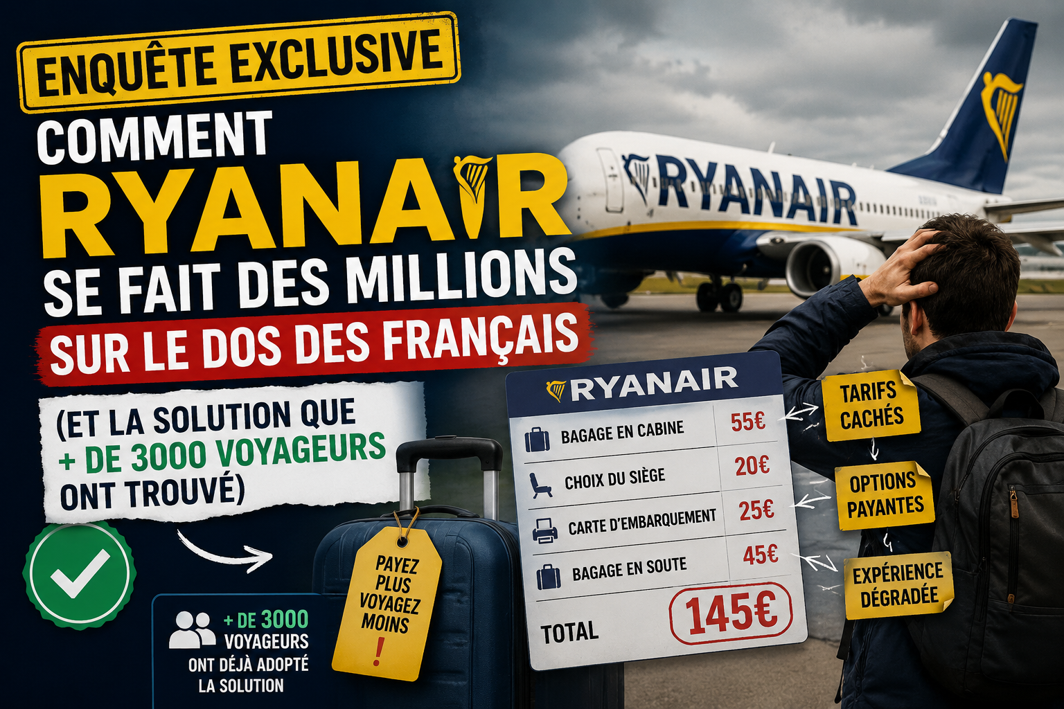 Enquête exclusive : comment RyanAir se fait des millions sur le dos des français (et la solution que + de 3000 voyageurs ont trouvé) Image