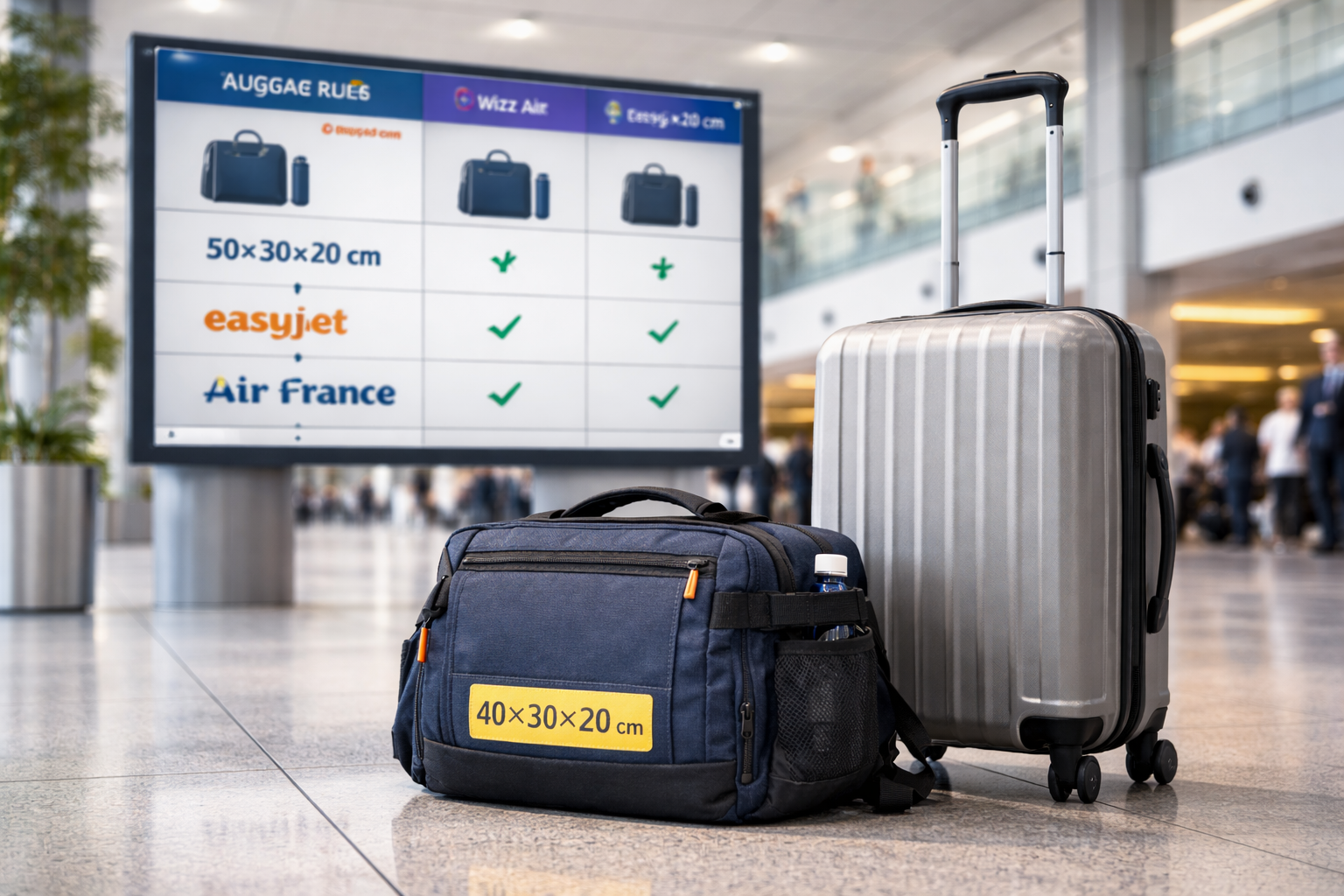 Le bagage cabine doit-il rentrer dans le gabarit tel quel ou peut-il être plié ? Image