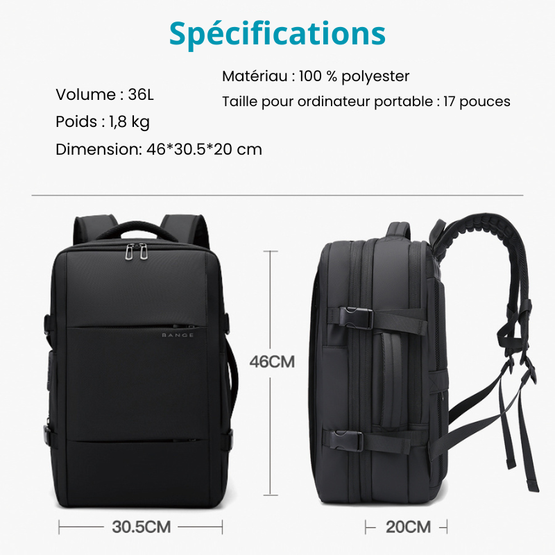 Sac a Dos Cabine Noir Compression Sous Vide