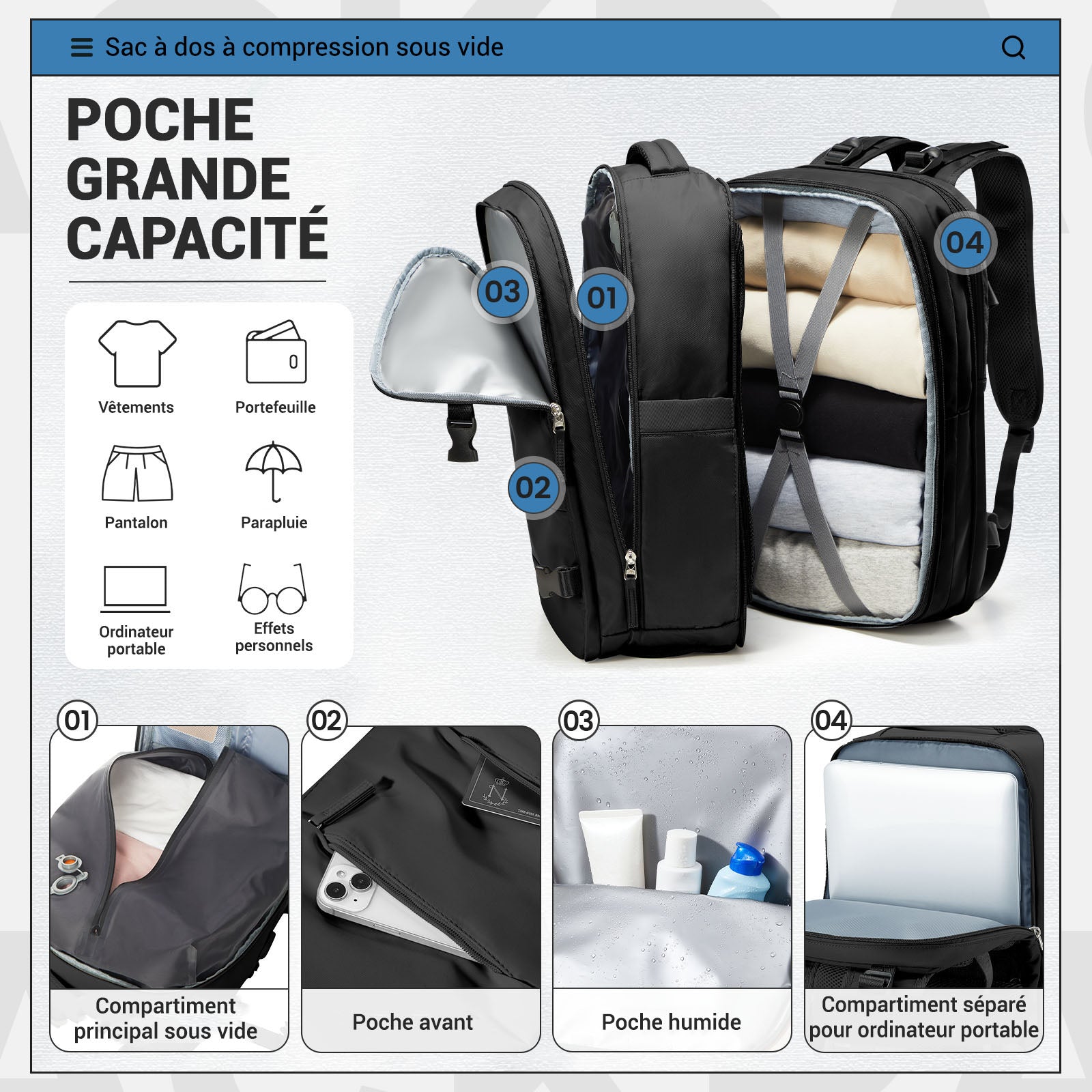 Sac a Dos Voyage Compression