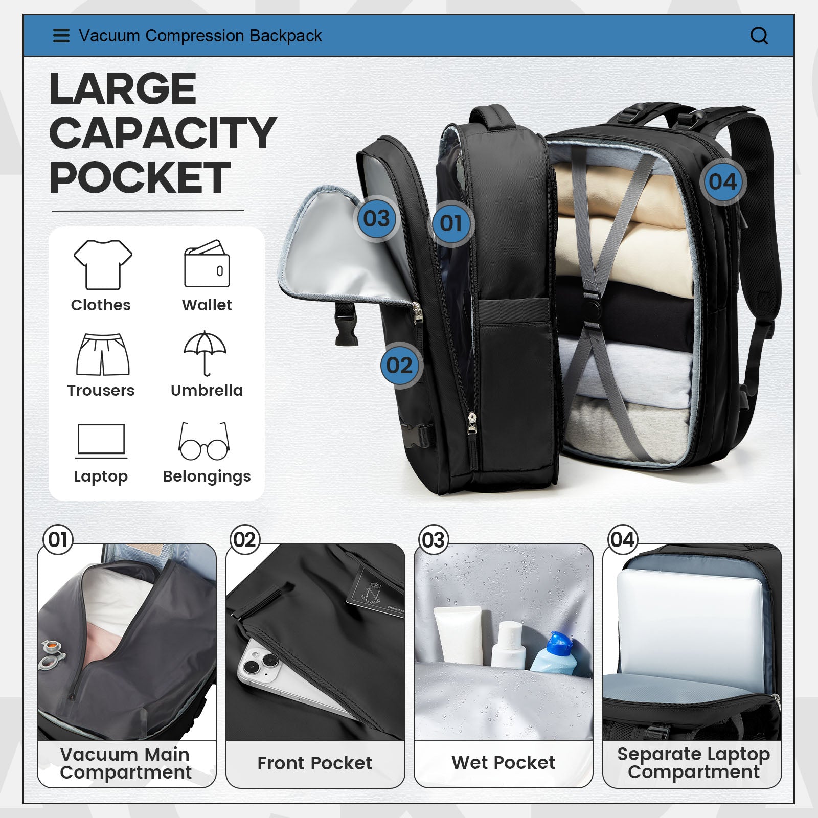 Sac a Dos Voyage Compression