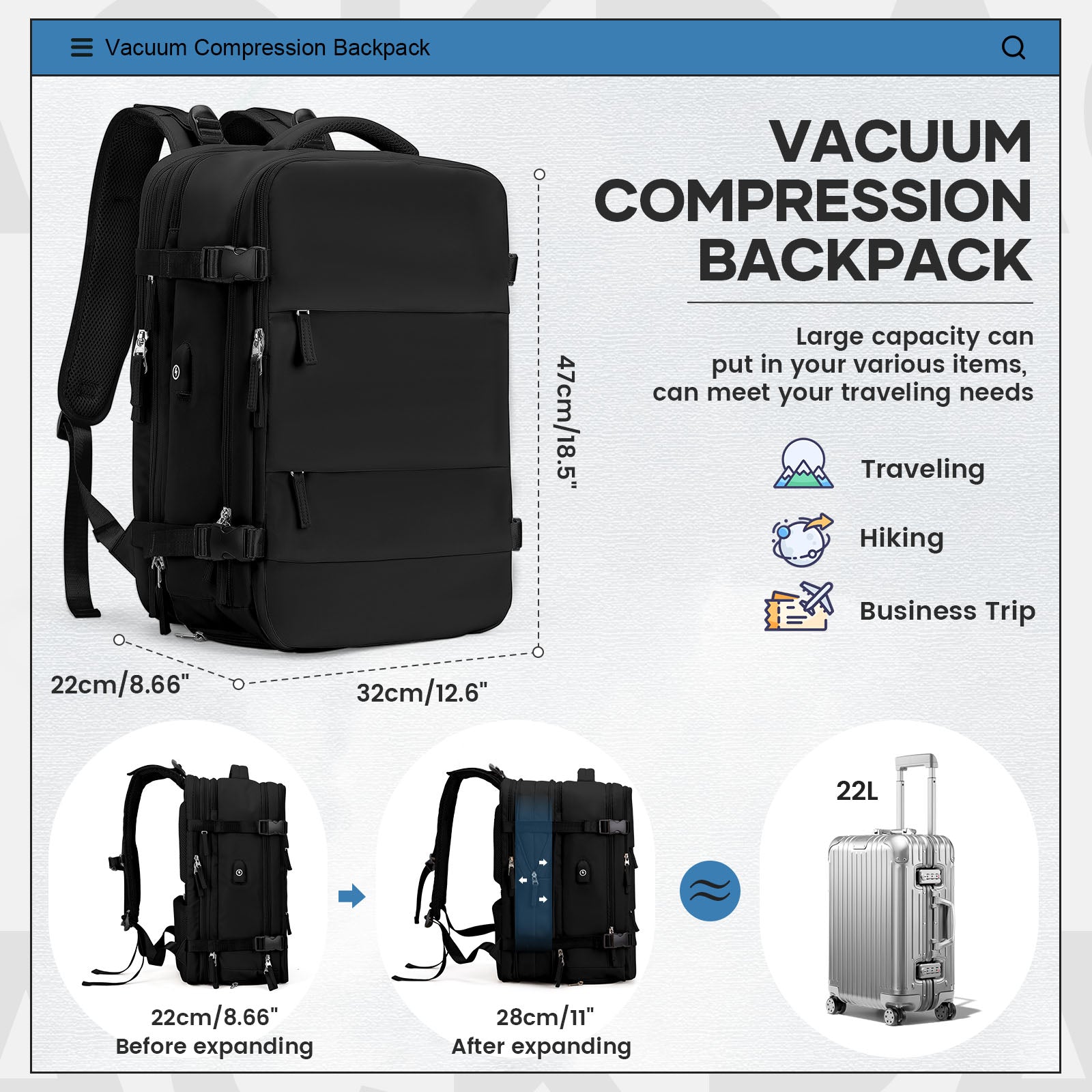 Sac a Dos Voyage Compression