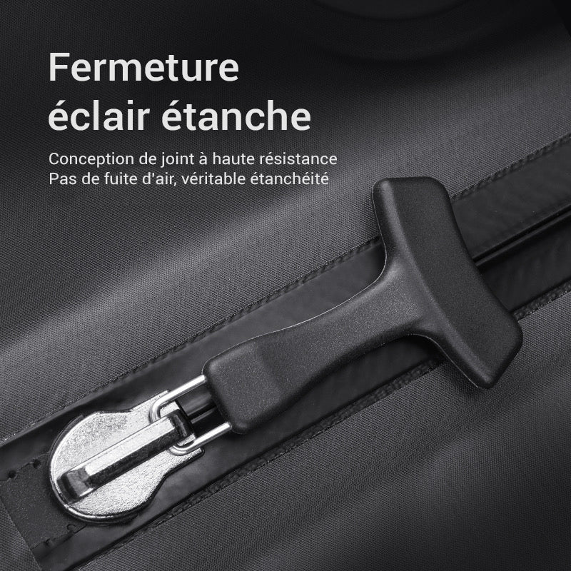 Fermeture éclair étanche sur sac à compression sous vide